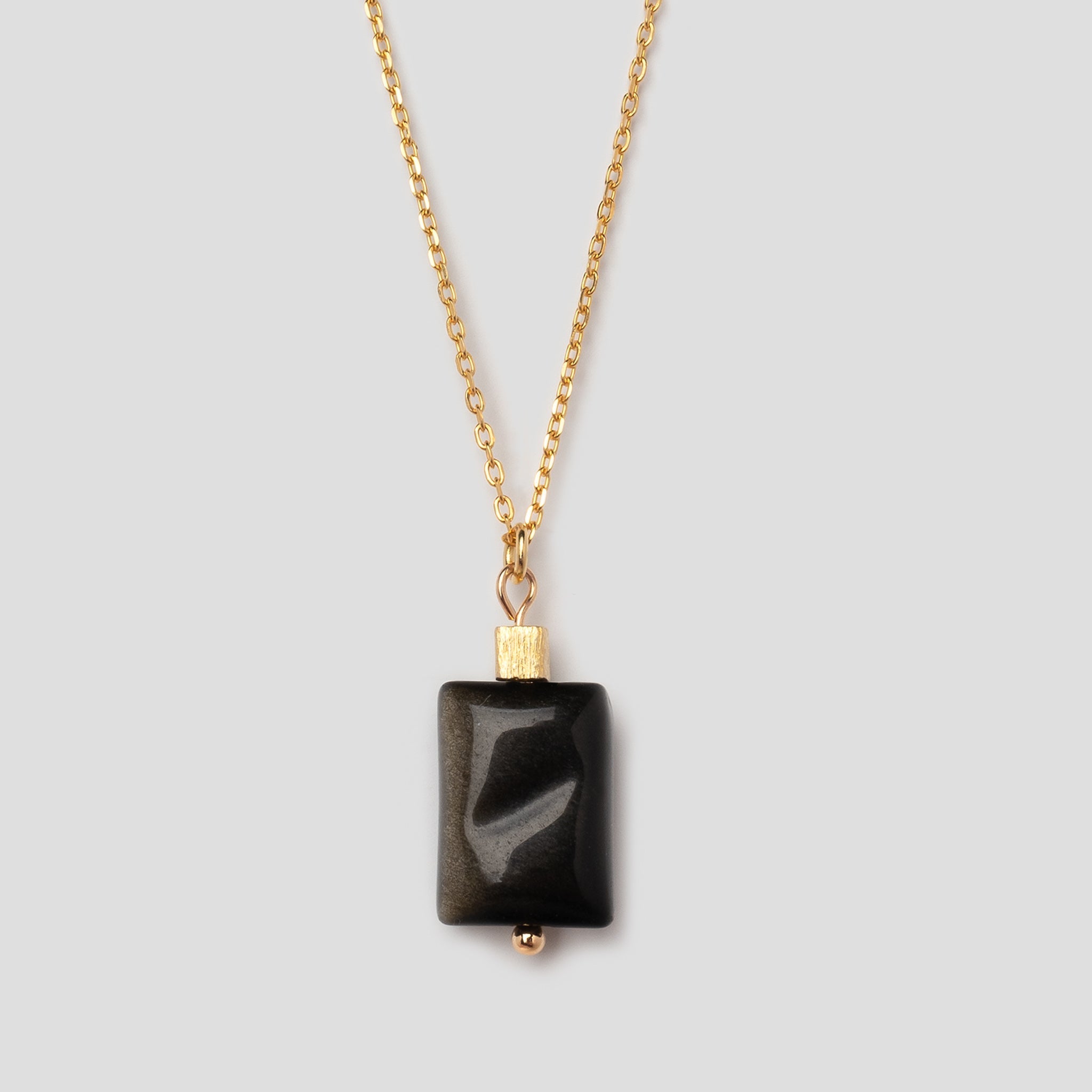 Halskette Bonbon mit schwarzem Obsidian - Fleurs des Prés