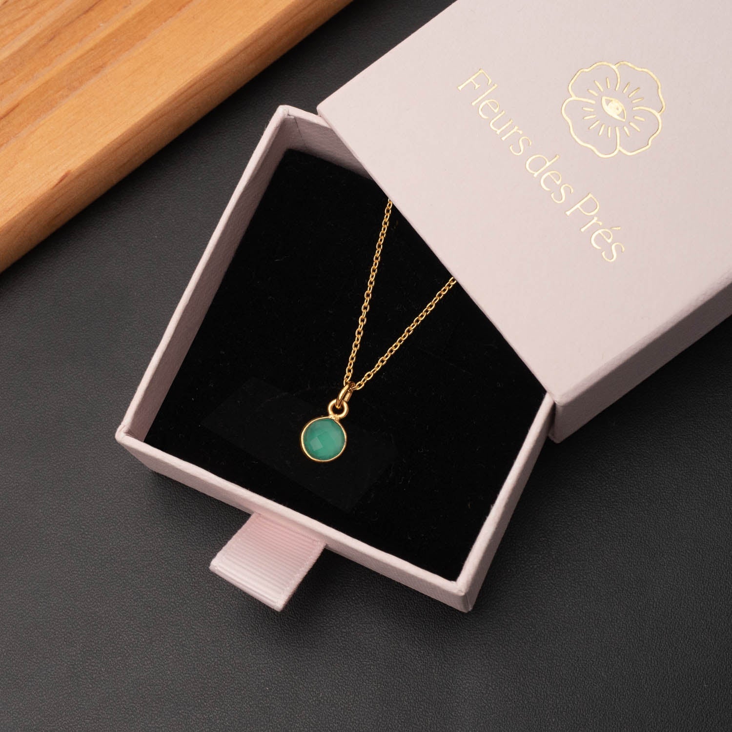 Halskette Charlotte Green Onyx - Fleurs des Prés