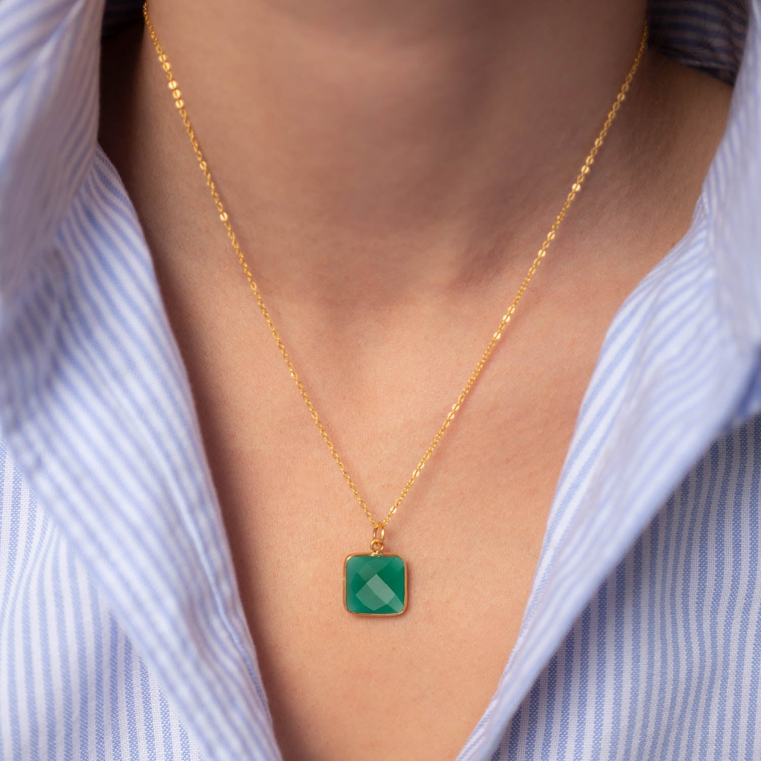 Halskette Hélène Green Onyx - Fleurs des Prés
