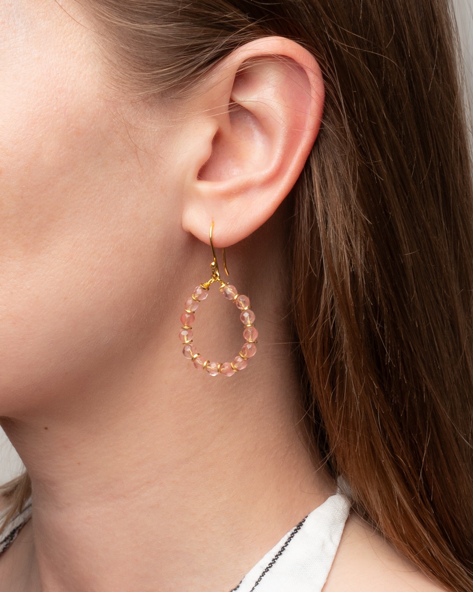 Ohrhänger Journey mit Rosenquarz - Fleurs des Prés Jewelry