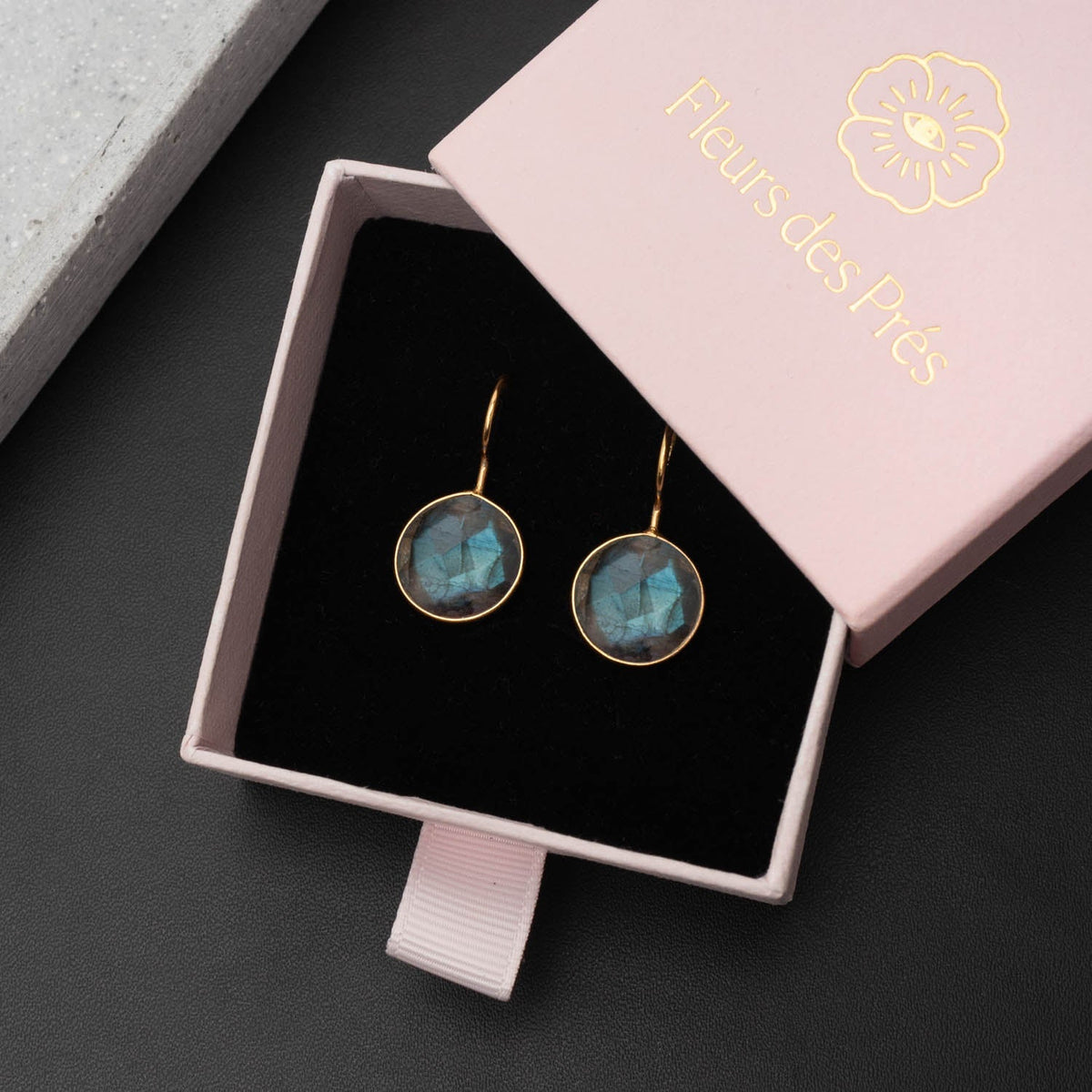 Ohrringe Amélie Labradorite - Fleurs des Prés