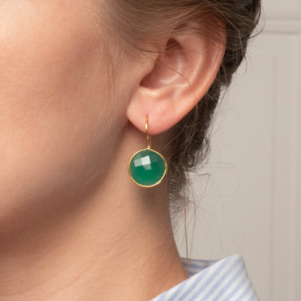 Ohrringe Cécile Green Onyx - Fleurs des Prés