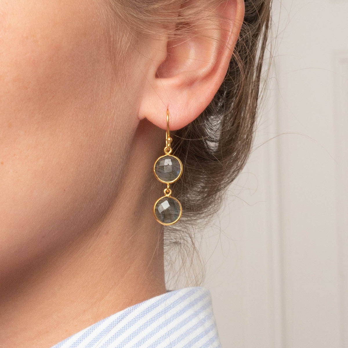 Ohrringe Eloise Labradorite Gold - Fleurs des Prés