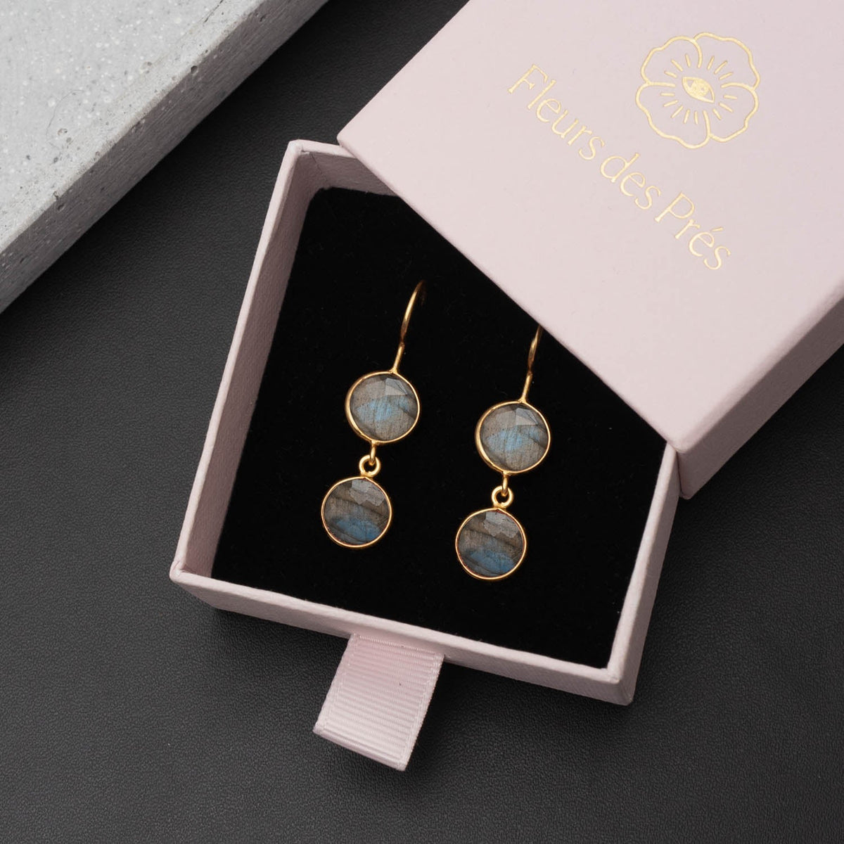 Ohrringe Eloise Labradorite Gold - Fleurs des Prés