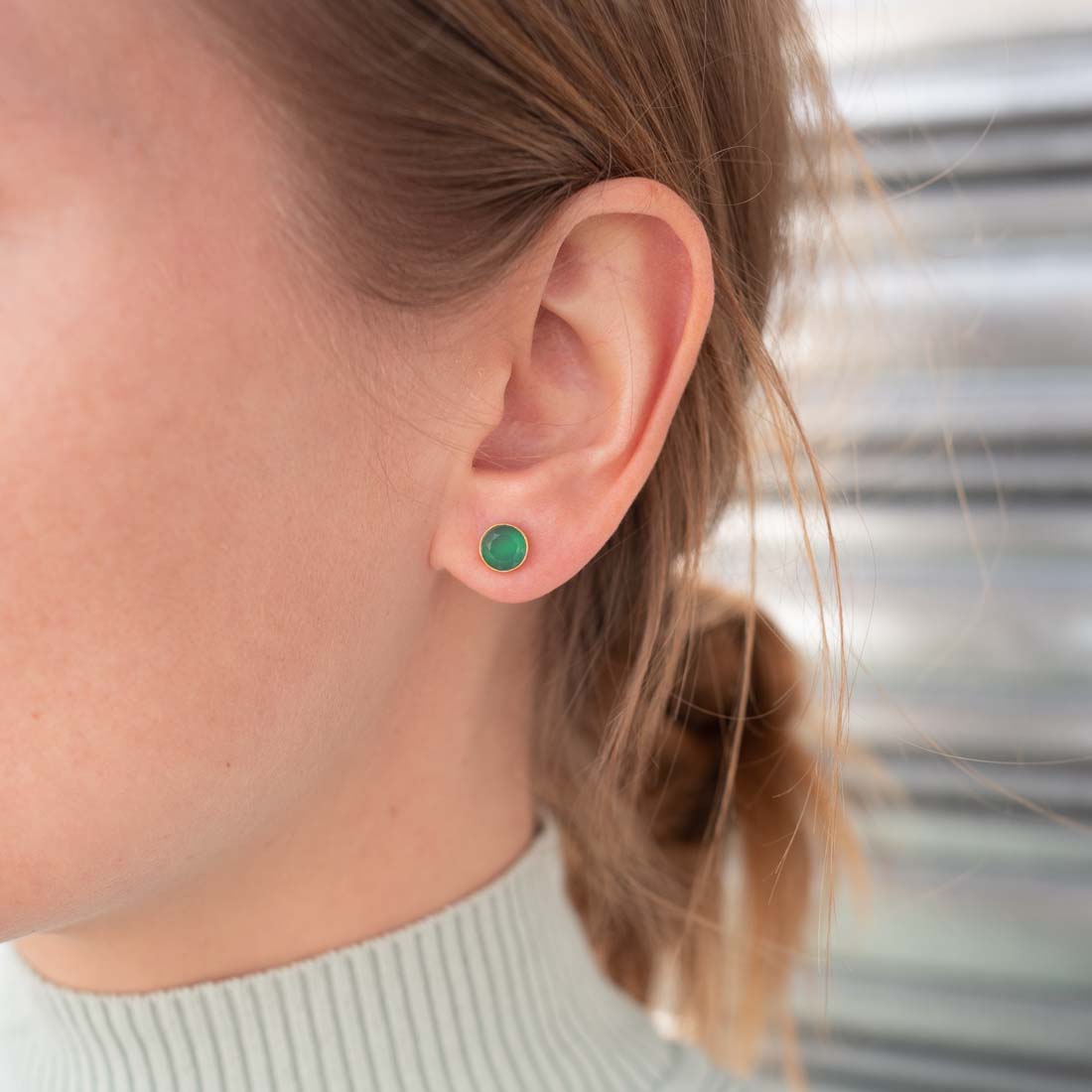 Ohrstecker Charlotte Green Onyx - Fleurs des Prés