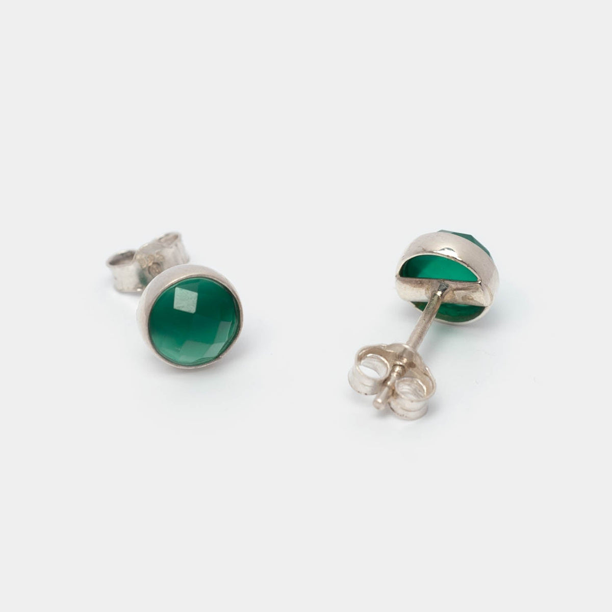 Ohrstecker Charlotte Green Onyx Silber - Fleurs des Prés