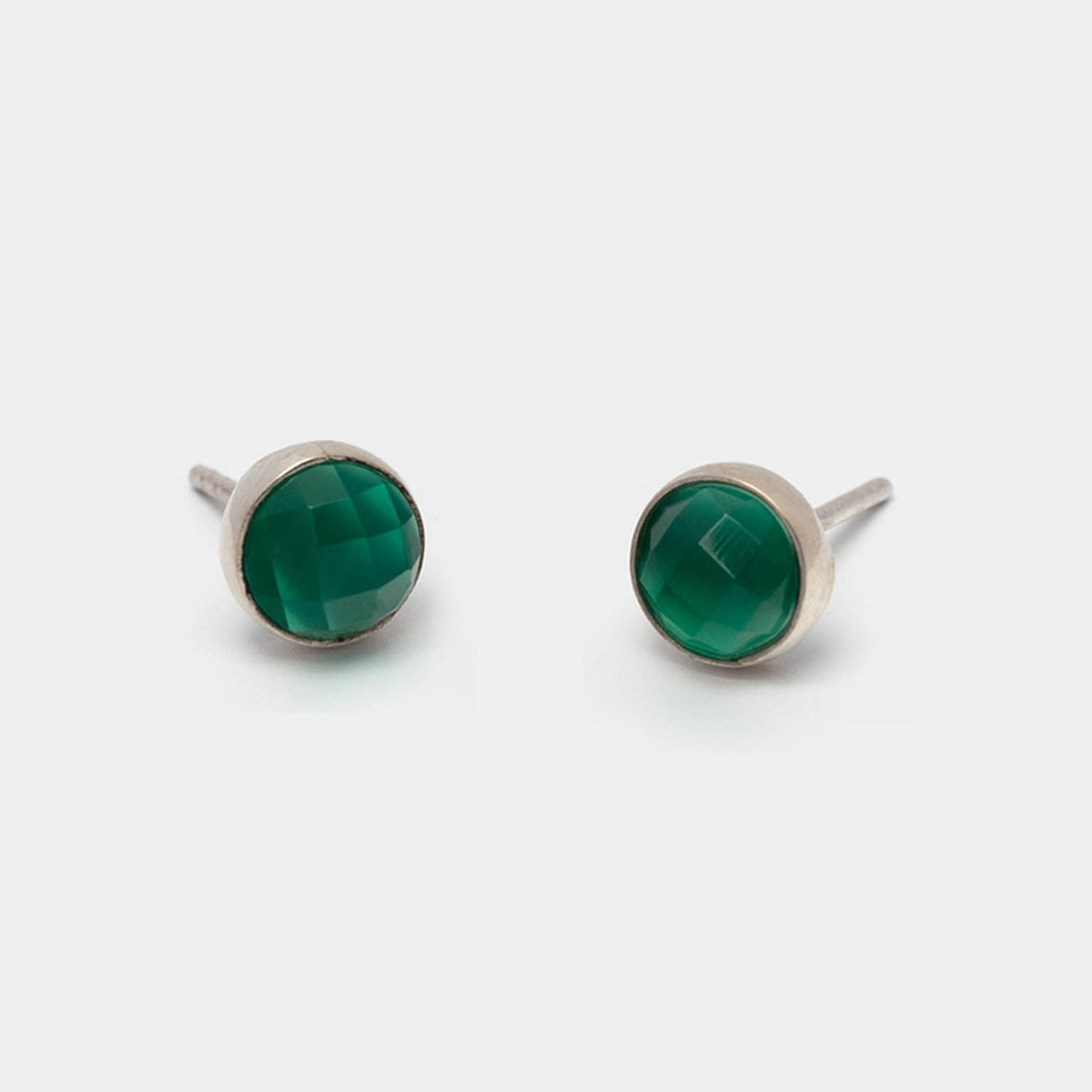 Ohrstecker Charlotte Green Onyx Silber - Fleurs des Prés