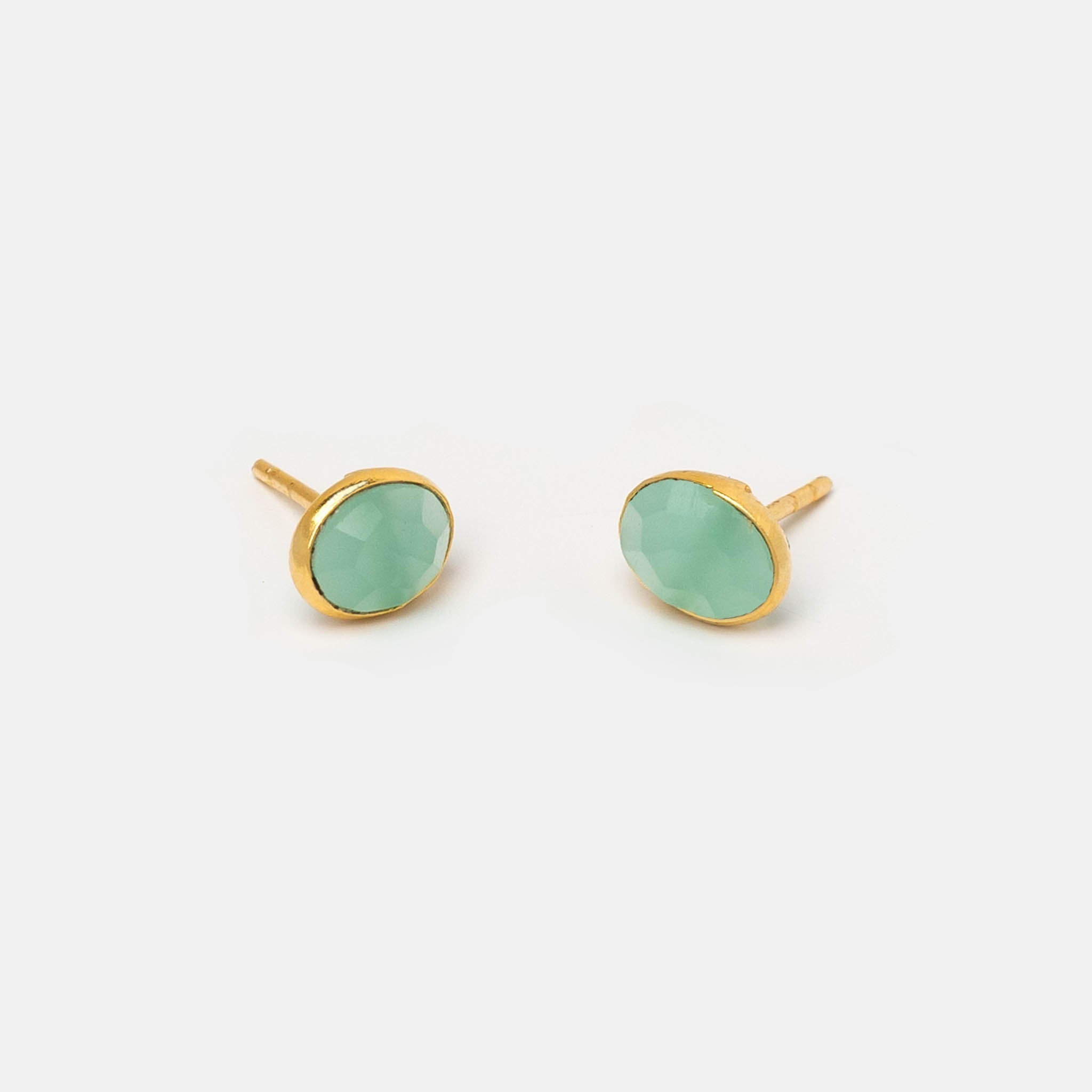 Ohrstecker Dinah Oval Blauer Chalzedon - Fleurs des Prés