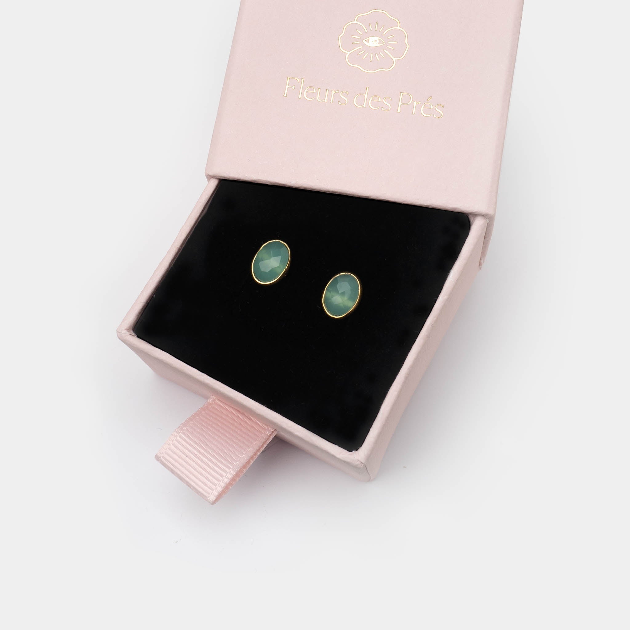Ohrstecker Dinah Oval Blauer Chalzedon - Fleurs des Prés