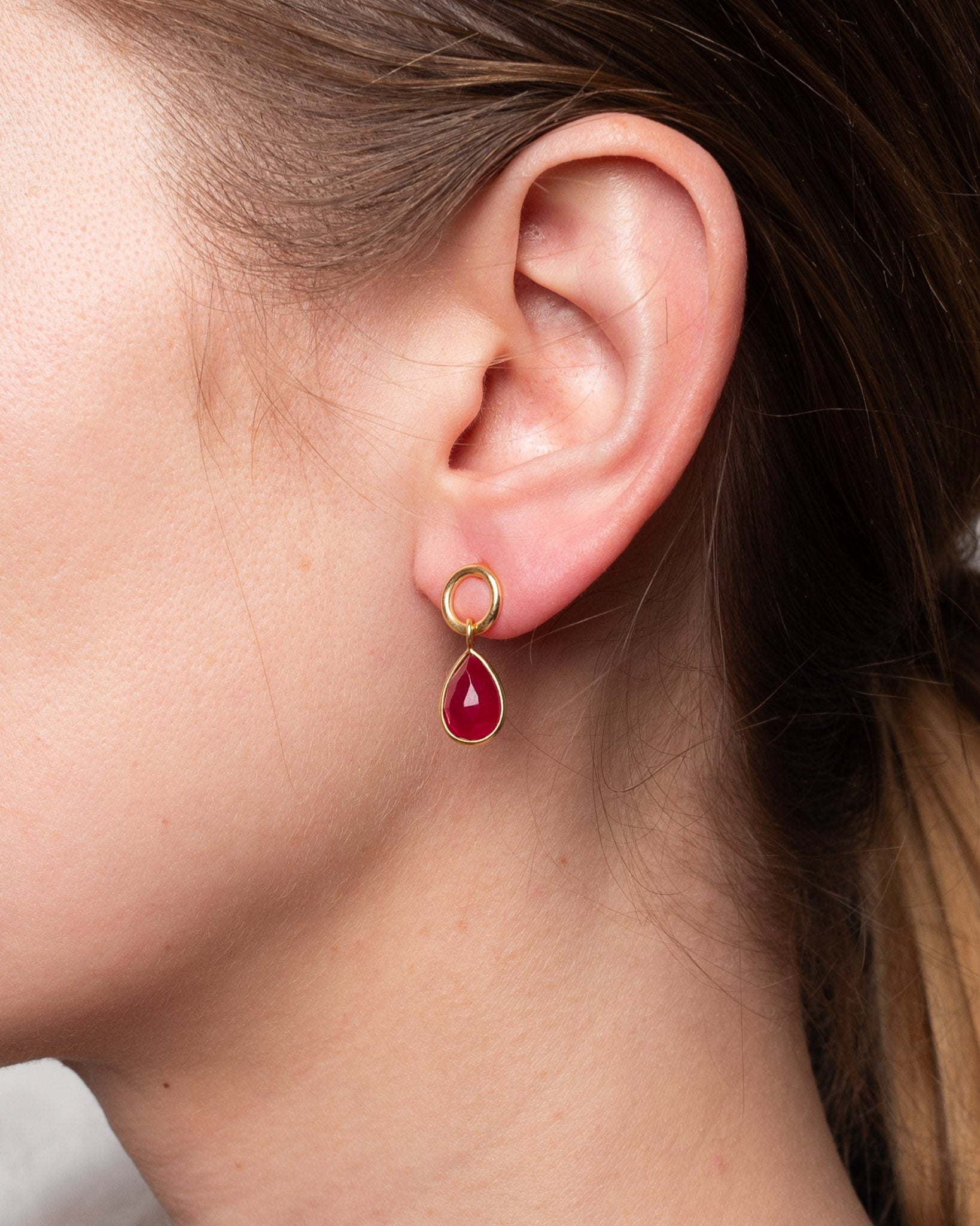 Ohrstecker Pauline mit Ring und pinker Jade - Fleurs des Prés