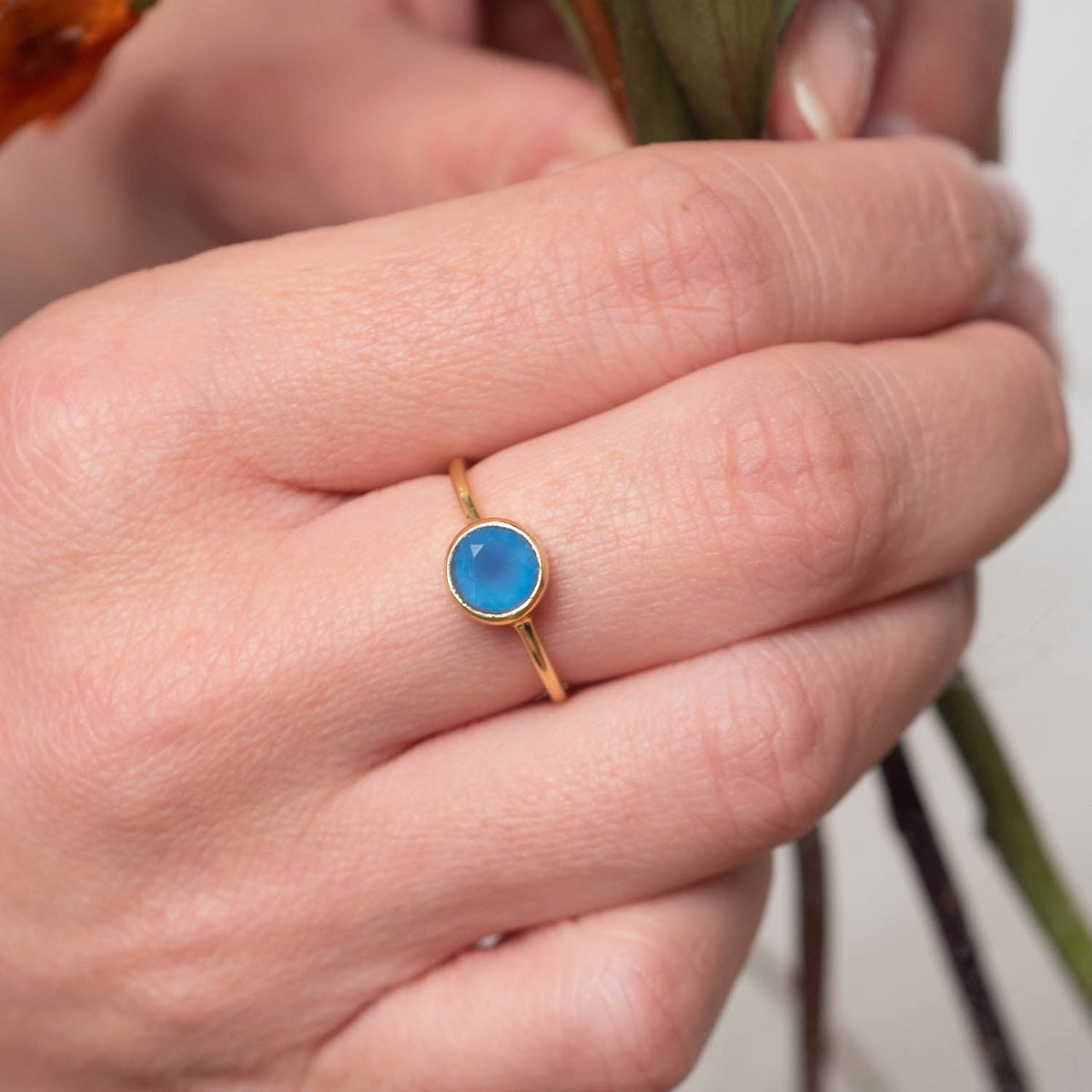 Ring Aline Circle Blue Chalcedony - Fleurs des Prés