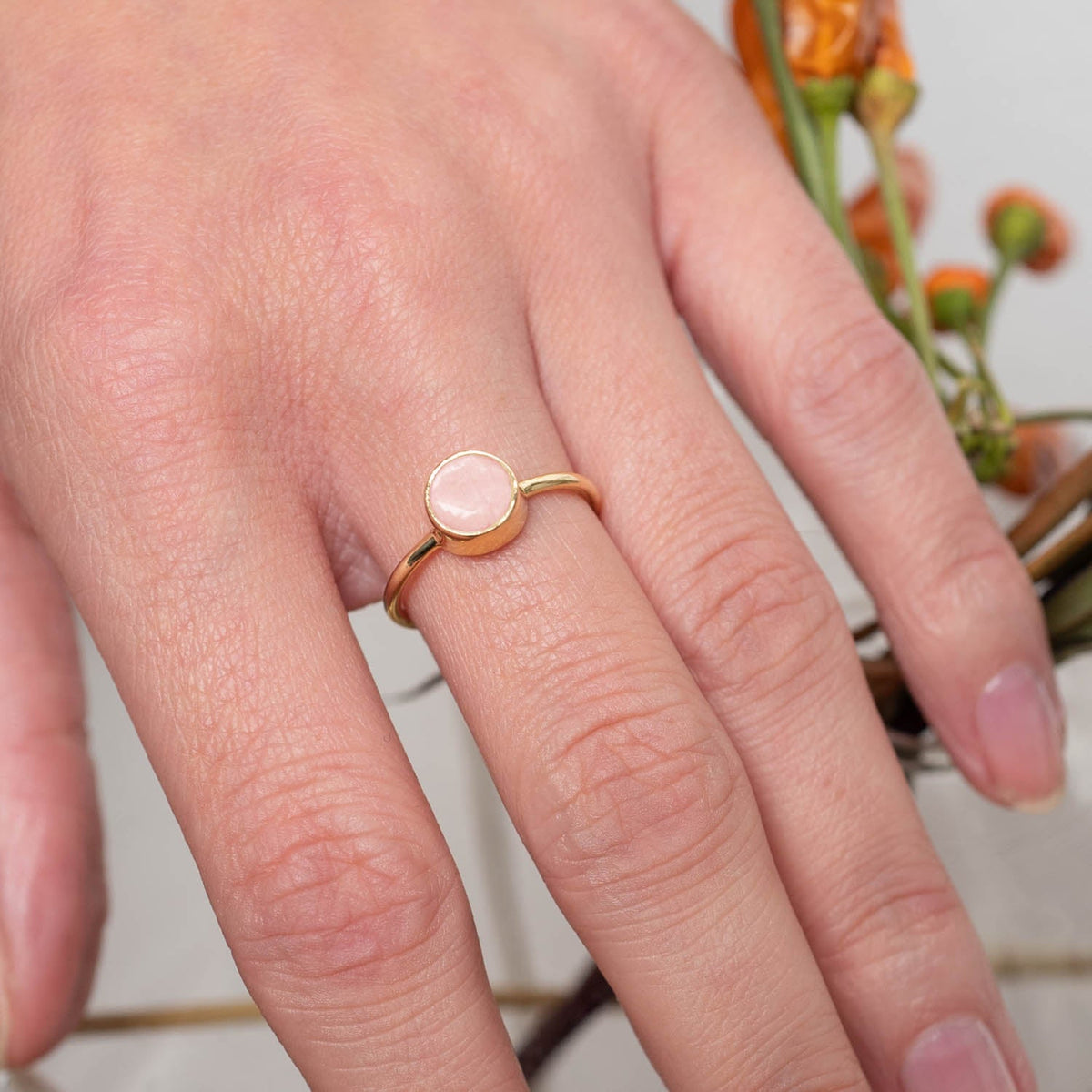 Ring Aline Circle Rose Chalcedony - Fleurs des Prés