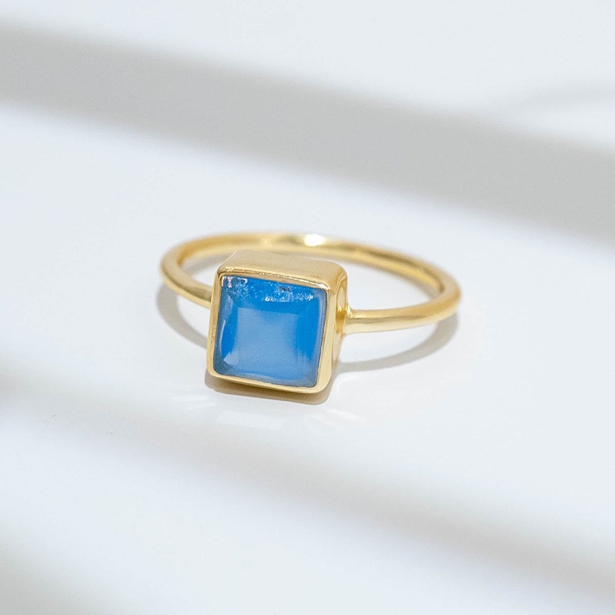 Ring Aline Square Blue Chalcedony - Fleurs des Prés