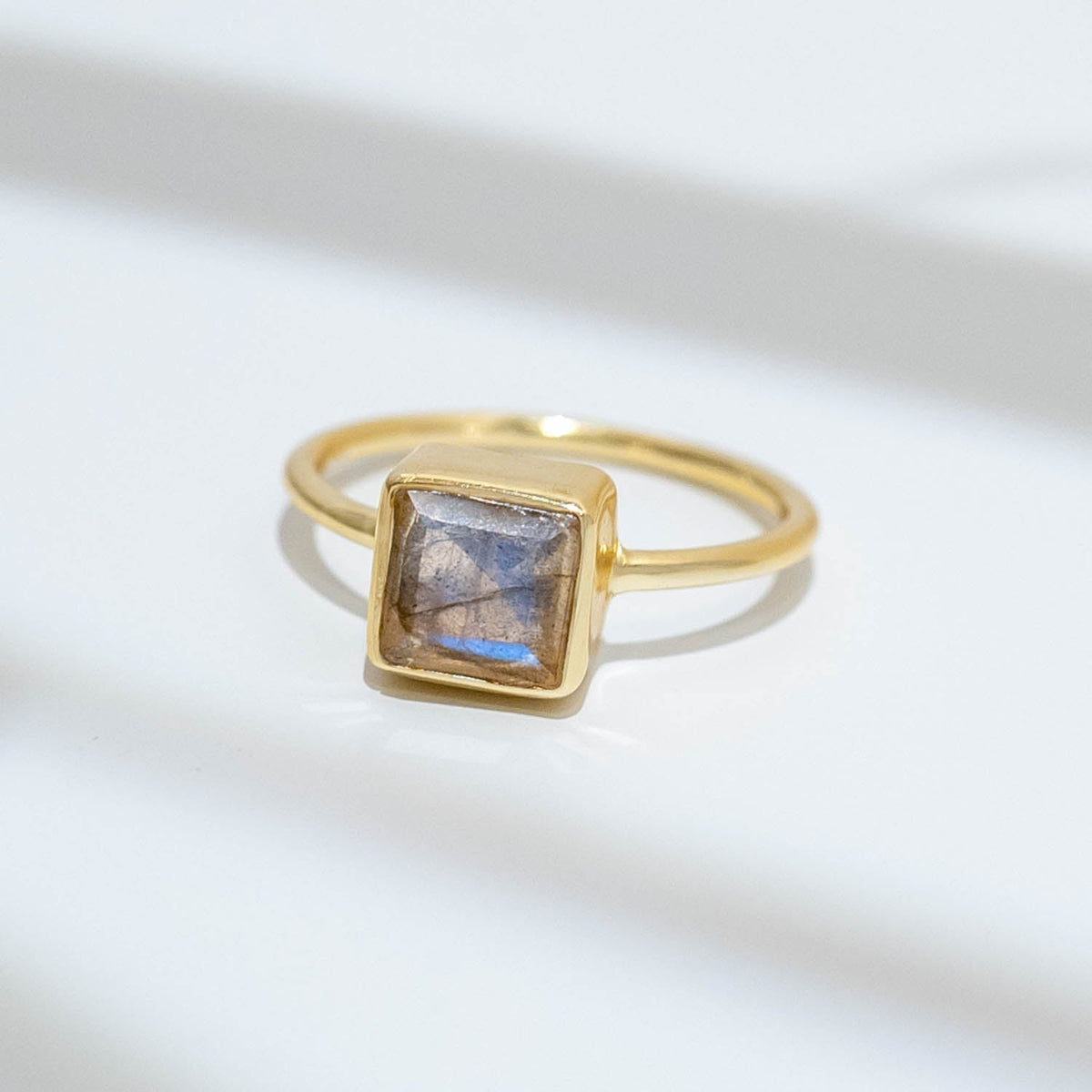 Ring Aline Square Labradorite - Fleurs des Prés