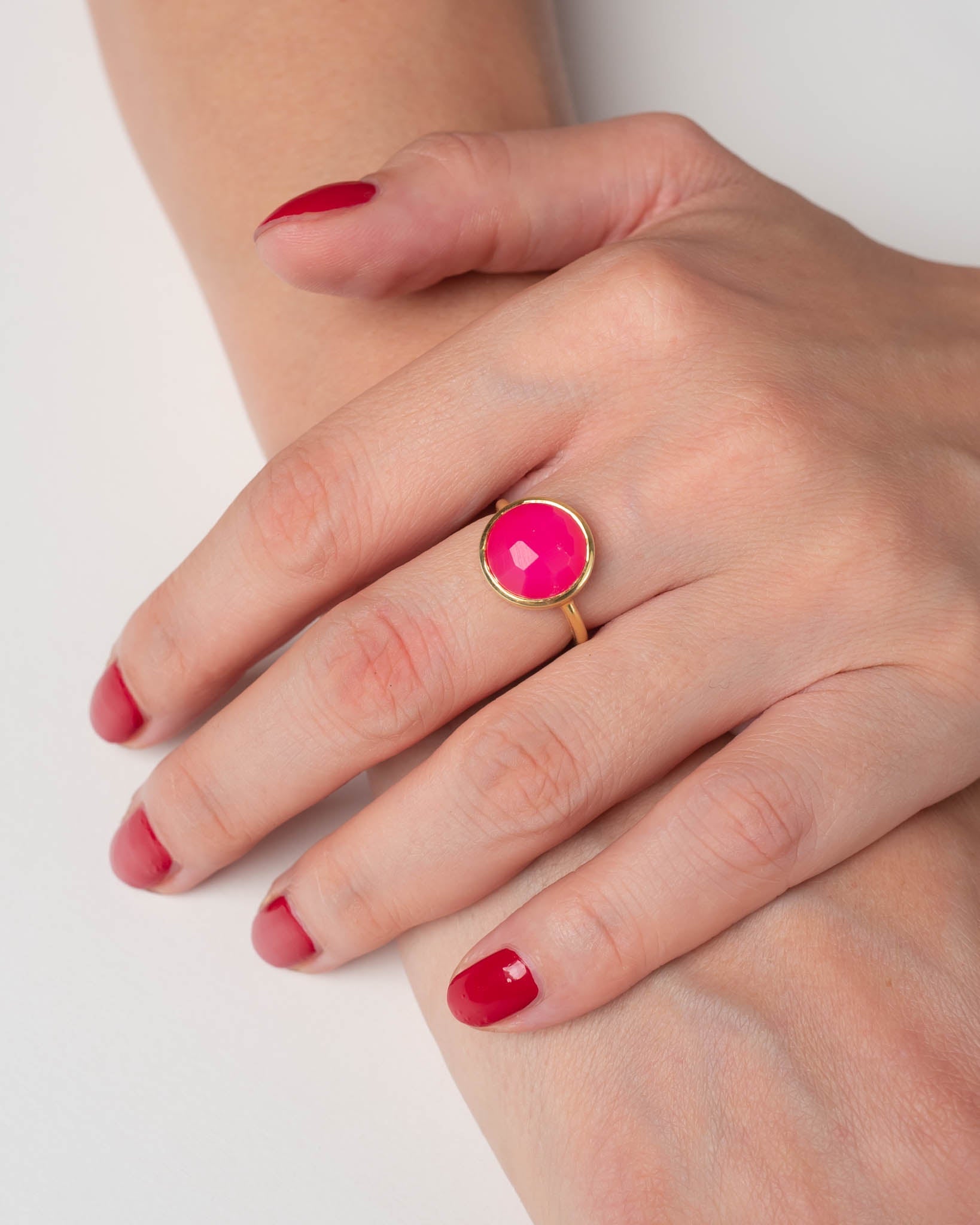 Ring Cher Hot Pink Chalcedon - Fleurs des Prés