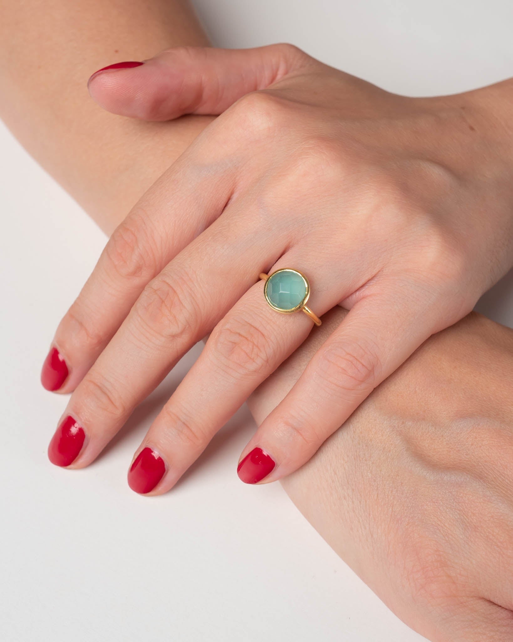 Ring Coco Sea Blue Chalcedon - Fleurs des Prés