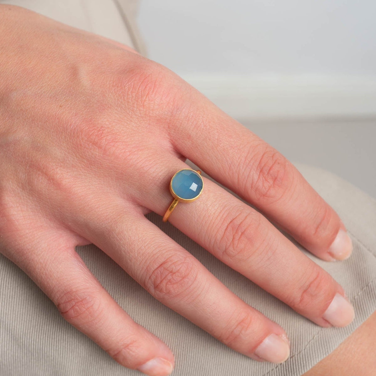 Ring Eloise Light Blue Chalcedony - Fleurs des Prés