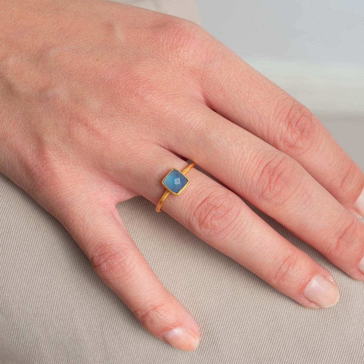 Ring Milou Light Blue Chalcedony - Fleurs des Prés