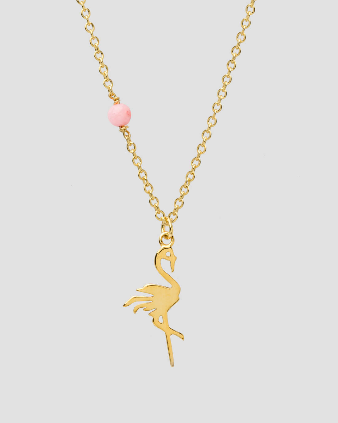 Halskette Flamingo mit Seebambo vergoldet
