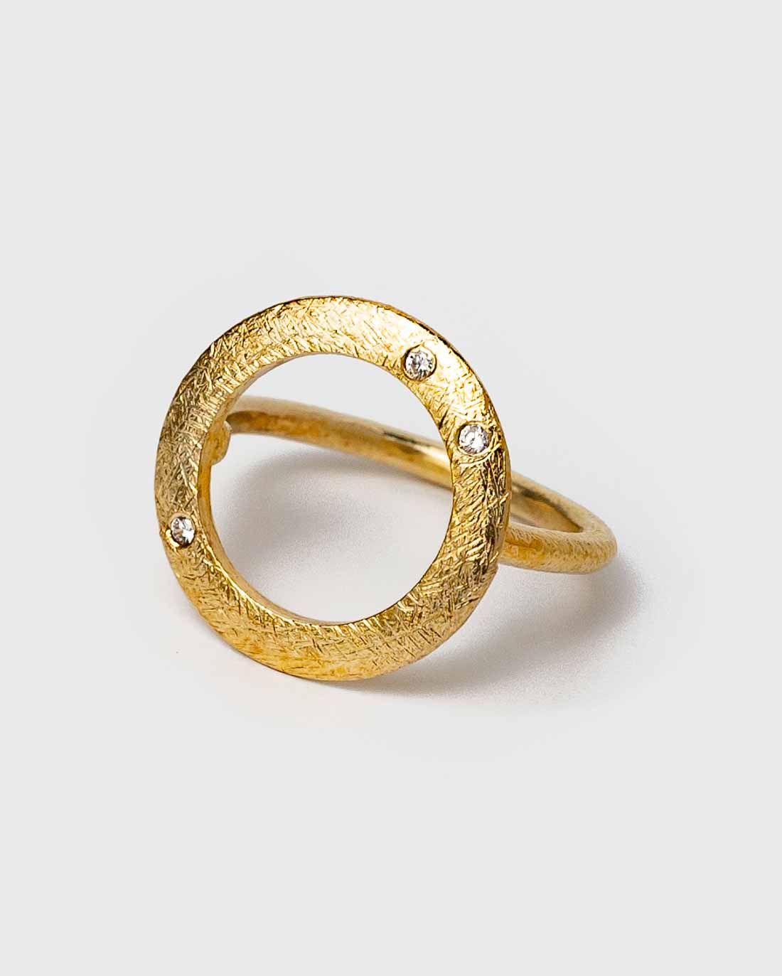 Ring Open Coin & Stone - vergoldet